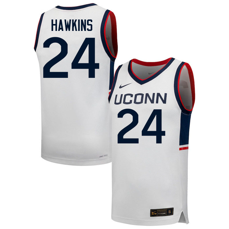 Uconn Huskies #24 Jordan Hawkins College Basketball Jerseys,Uniforms-Retro White